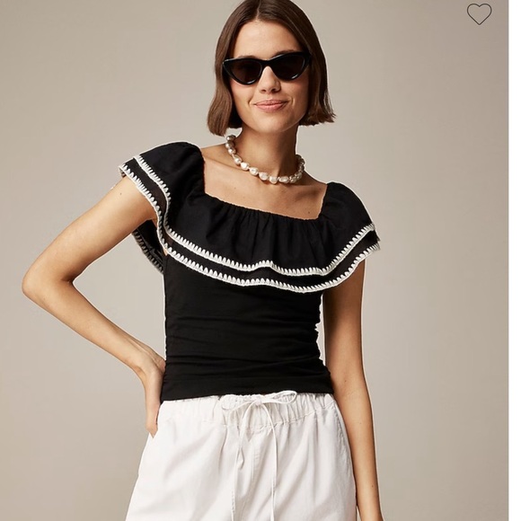 J. Crew Tops - NWT J.Crew Off-the-shoulder ruffle top in stretch cotton blend